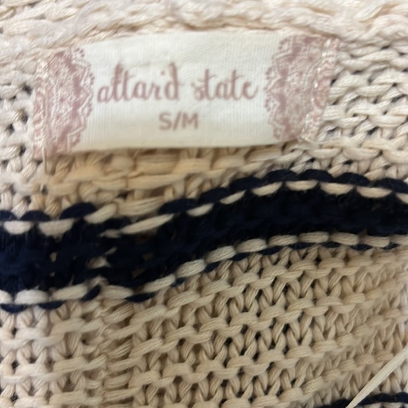 Altar’d State Long Knit Cardigan Sweater/ Cream & Navy/ Size Small/Medium - Picture 5 of 7